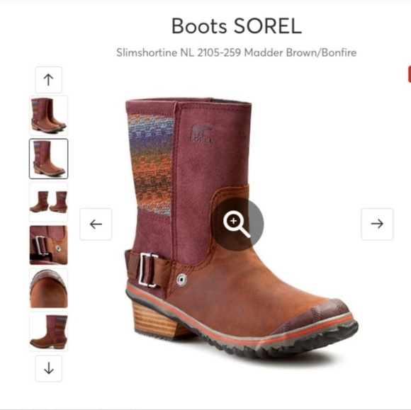 Sorel Shoes - Sorel Slimshortie Madder Brown leather boots size 6.5 bonfire color
